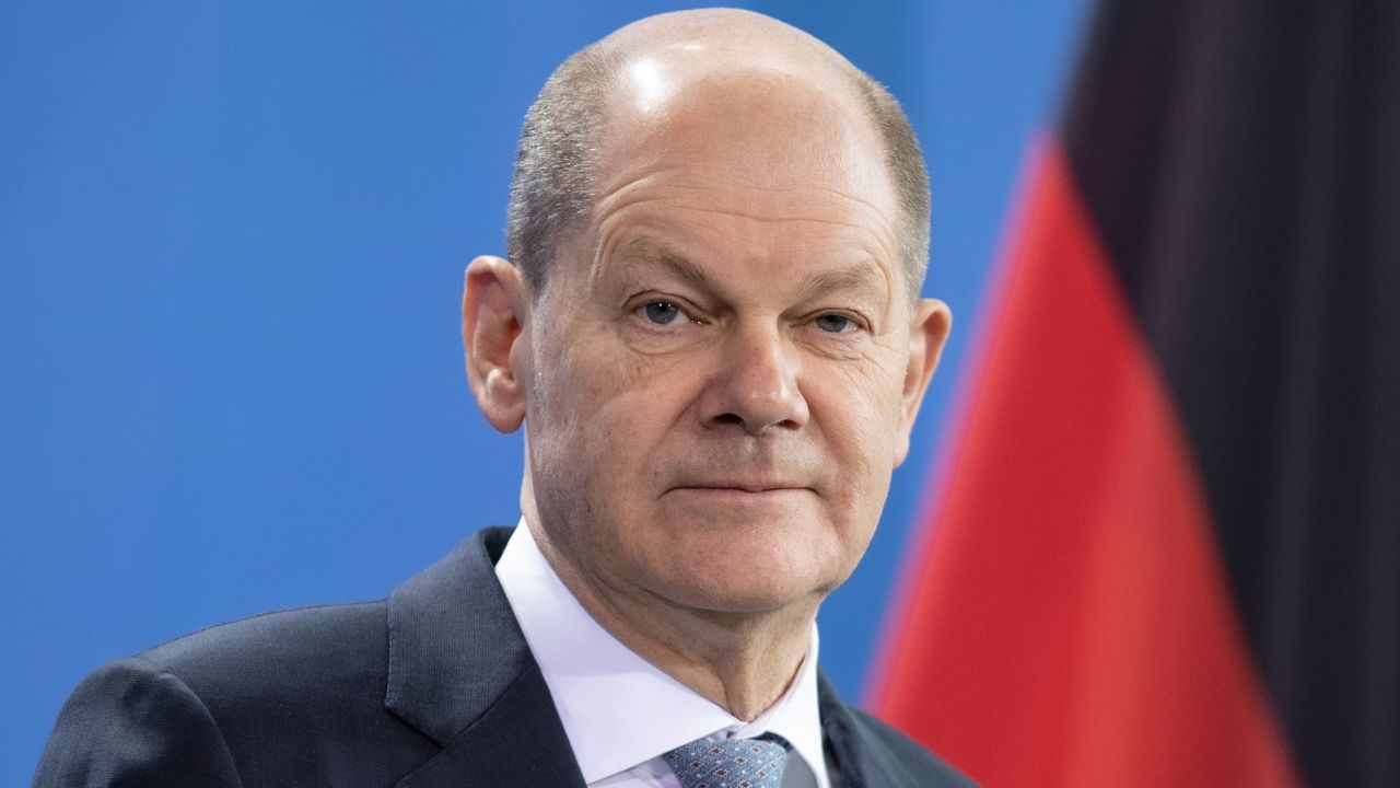 German Chancellor Olaf Scholz attend a press briefing at the Chancellery on January 18, 2022 in Berlin, Germany.