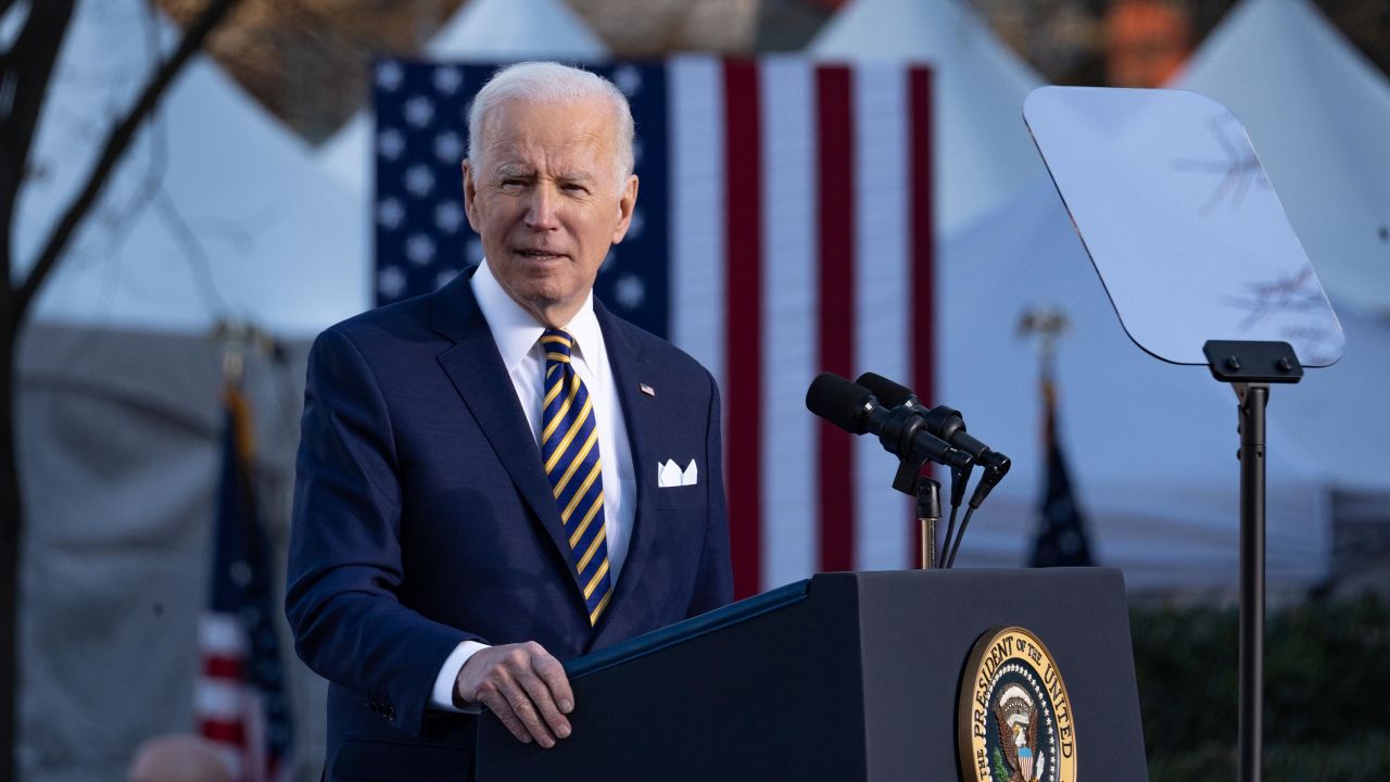 President Joe Biden speaks to a crowd at the Atlanta University Center Consortium on January 11, 2022, in Atlanta. 