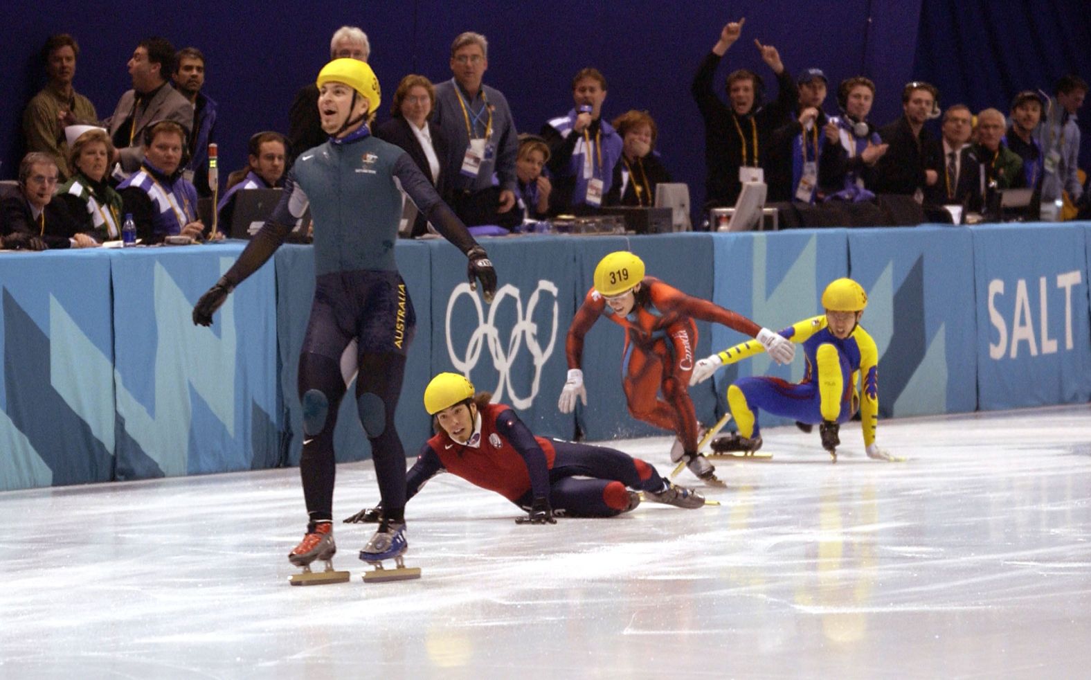 Steven Bradbury, a short-track speedskater from Australia, was in last place as the 1,000-meter final was about to end in 2002. Then all four of his competitors crashed on the final turn, allowing him to breeze to the finish line and win the gold medal — the first for any Winter Olympian from Australia.