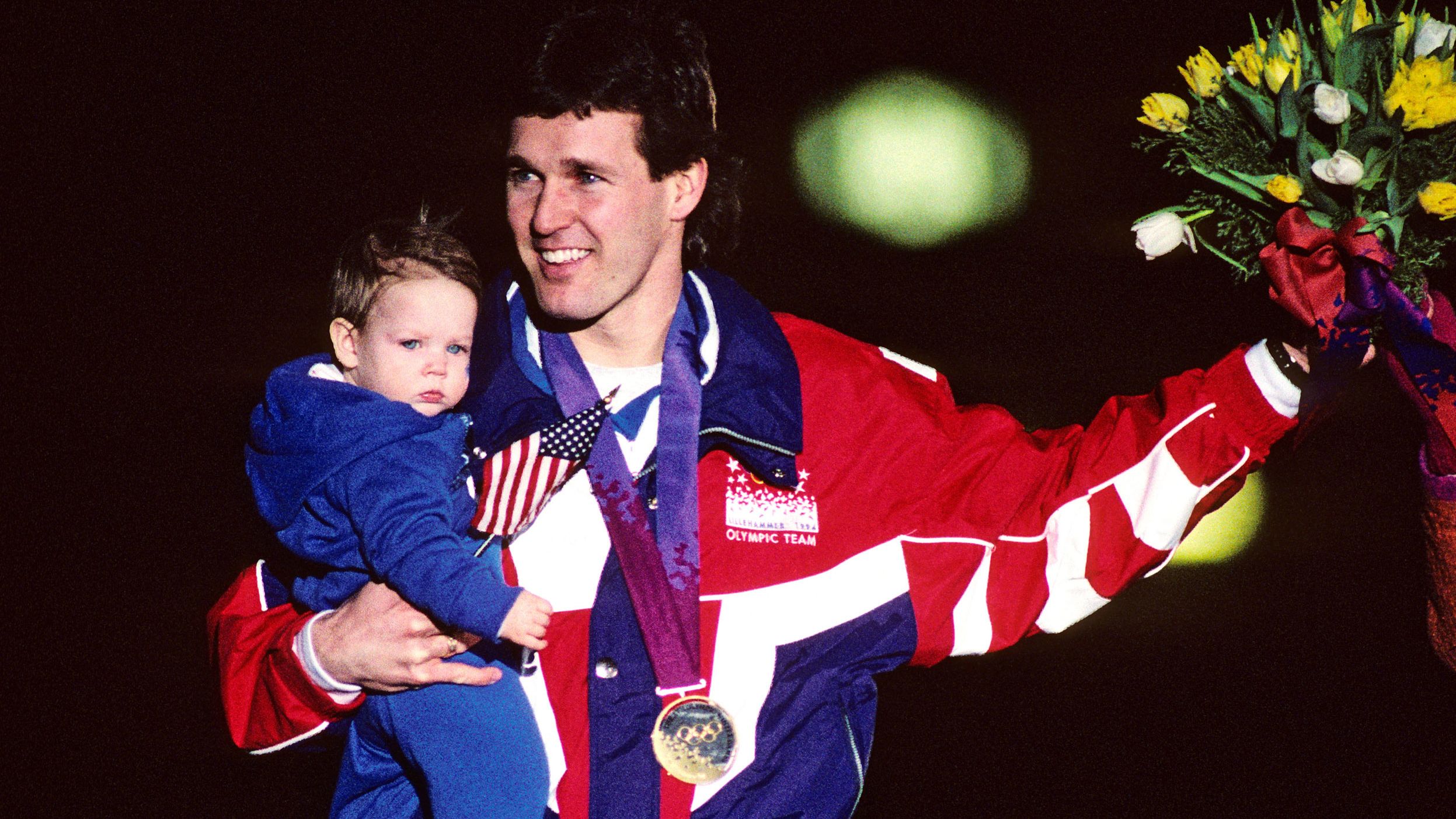 Dan Jansen's story is one of the most emotional in the history of the Winter Olympics. The American speedskater was the favorite to win the 500 meters at the 1988 Games, but on the day of the race he learned that his sister had died of leukemia. He fell on the first turn and didn't medal. A few days later, he fell again in the 1,000 meters. Medals eluded Jansen at the 1992 Games as well, but he finally broke through to win the 1,000 meters in 1994. He celebrated in front of a roaring crowd and then lifted up his baby daughter Jane, who was named after his late sister.