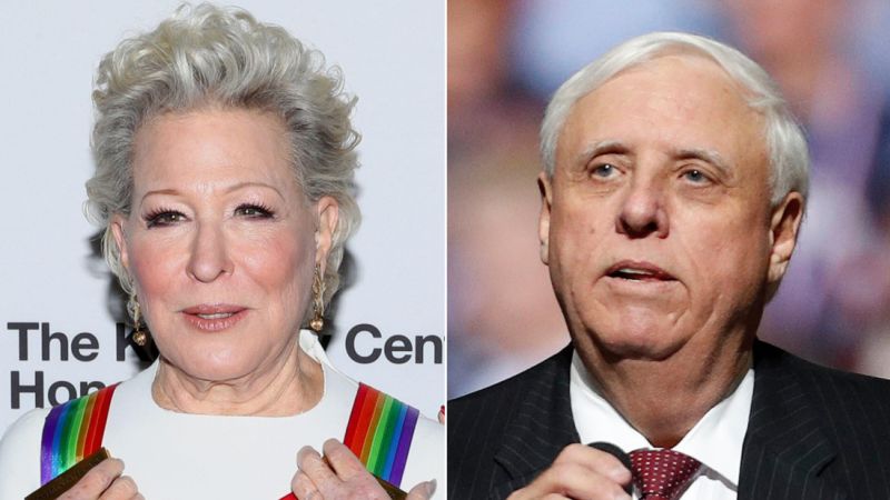 Bette Midler hits back at West Virginia governor’s request she kiss his ...