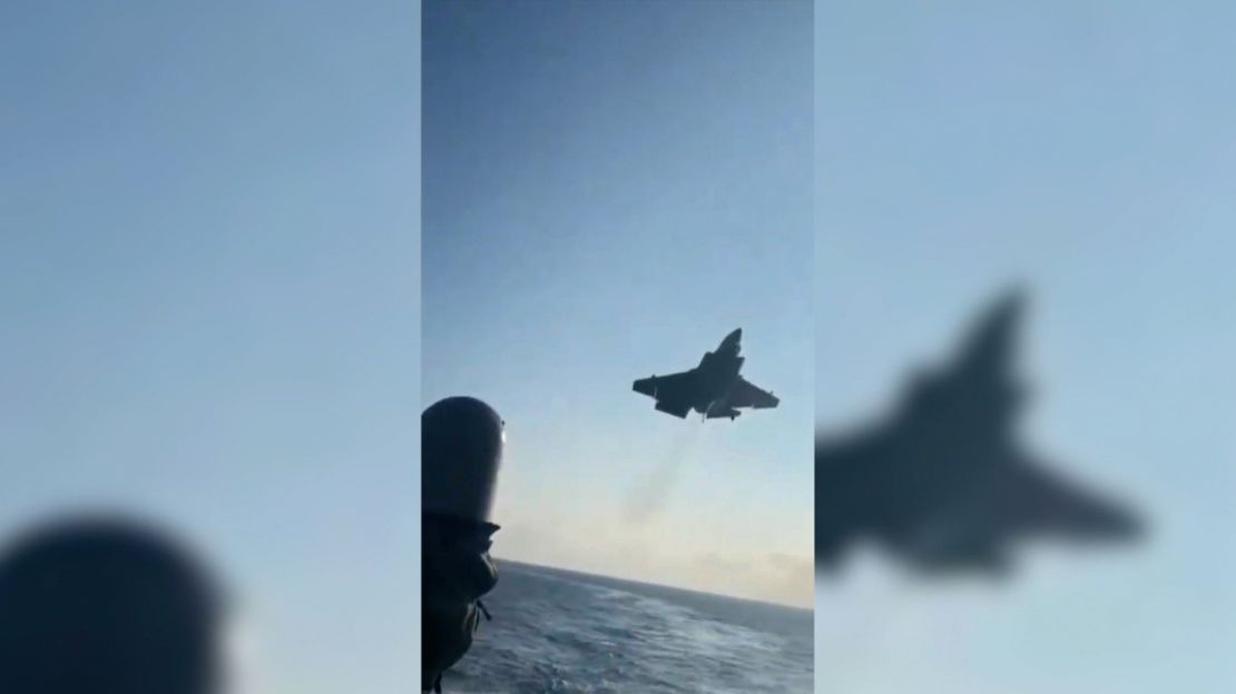 An image from the first unauthorized video leaked from the USS Carl Vinson shows the F-35C shortly before it crashed on the deck.