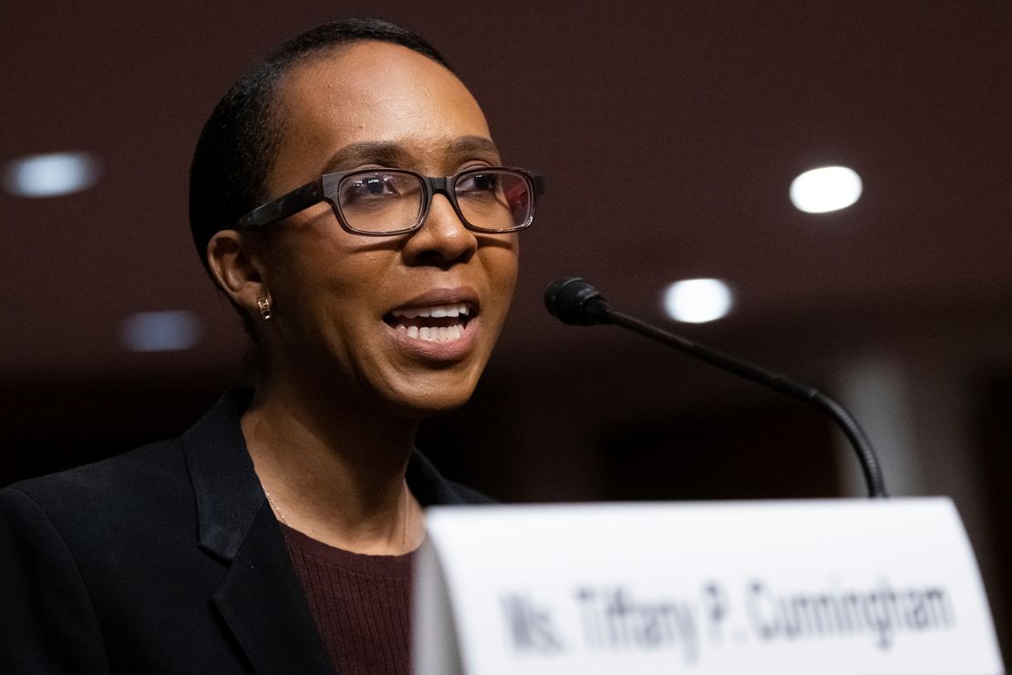 Tiffany P. Cunningham testifies during a Senate Judiciary Committee confirmation hearing on Wednesday, May 26, 2021.