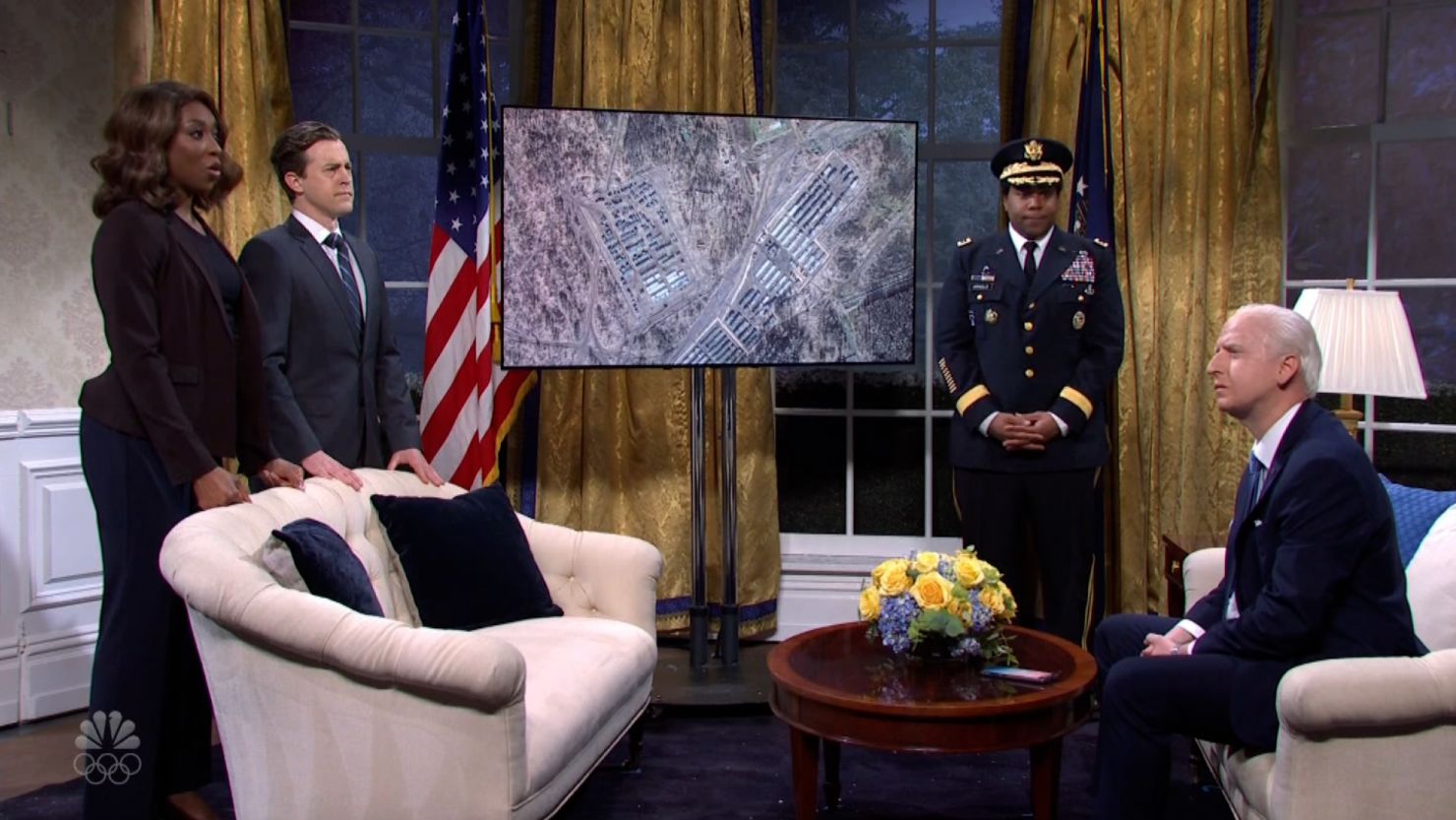 ‘Saturday Night Live’ reviews Russian disinformation in Ukraine with - Snls Biden Tackles Russian Disinformation As Willem Dafoe Takes ...