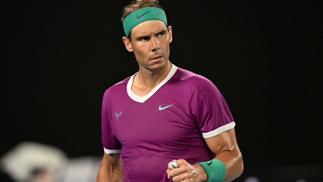 Rafael Nadal rallied in the second set.