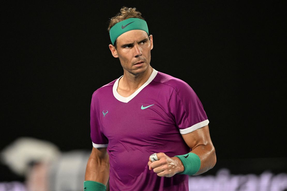Rafael Nadal rallied in the second set.