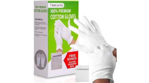 White cotton gloves to moisturize hands overnight
