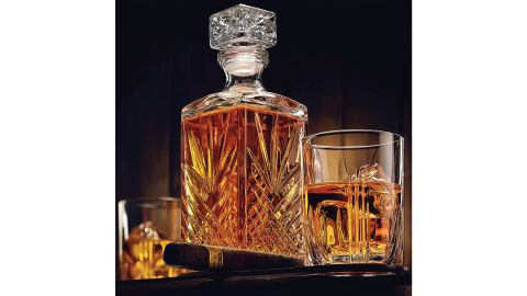 Paksh 7-Piece Italian Crafted Glass Decanter and Whiskey Glasses Set 