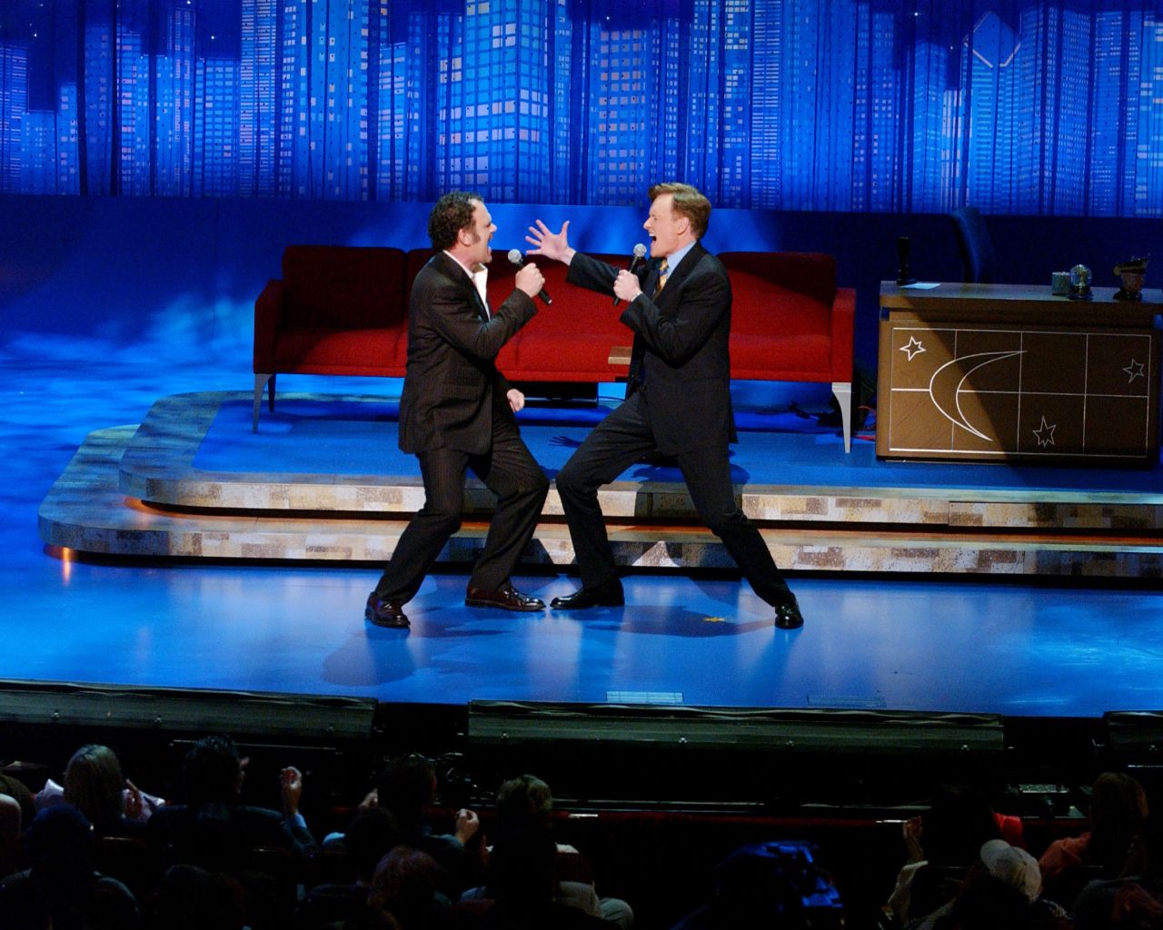 O'Brien performs with actor John C. Reilly during a Chicago taping in 2006.