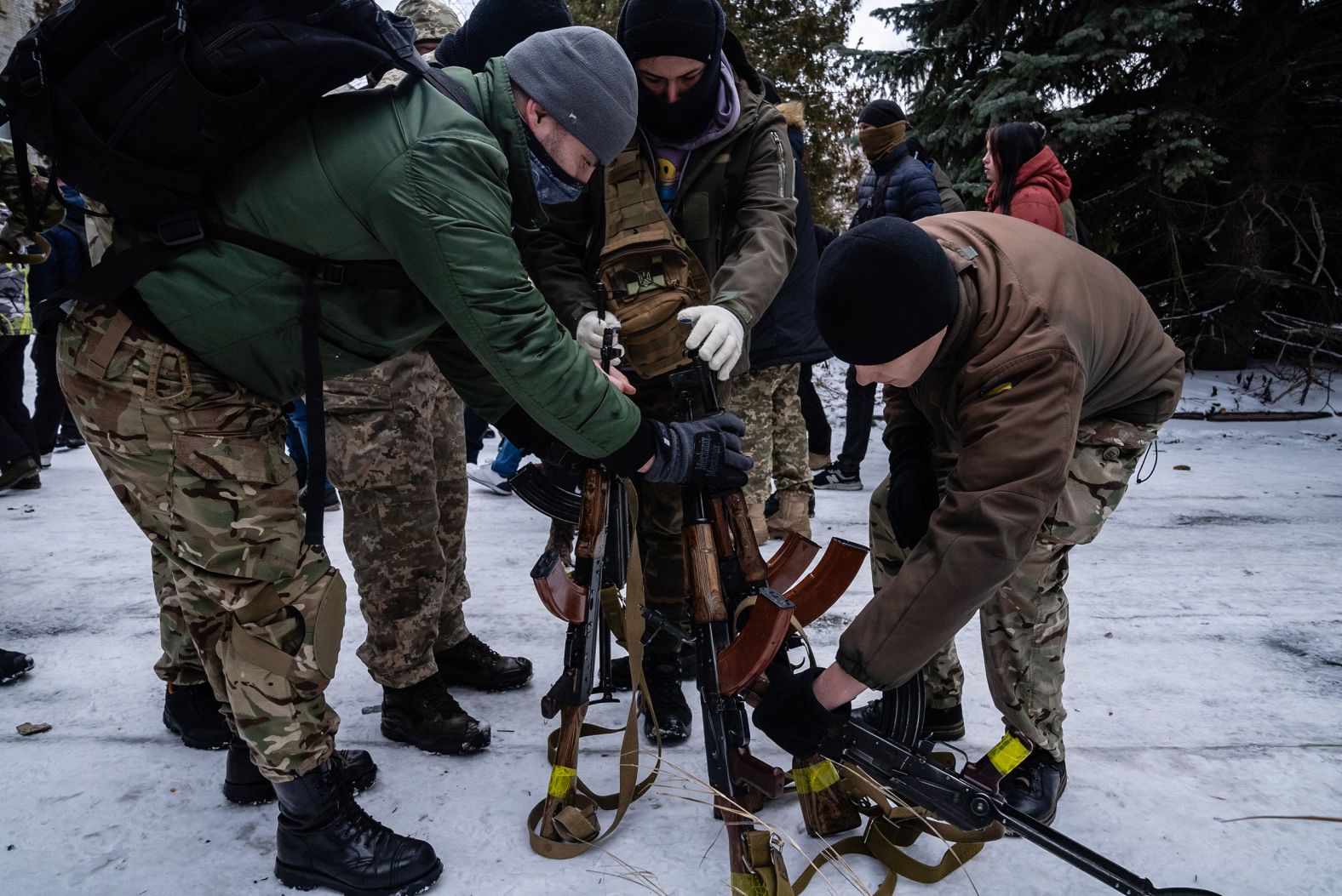 In Kyiv, many of the civilians who showed up for training already owned semi-automatic and automatic rifles.