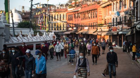 Nepal moved up from Level 2 to Level 3 on Monday. Kathmandu, Nepal, is pictured here on October 15, 2021.