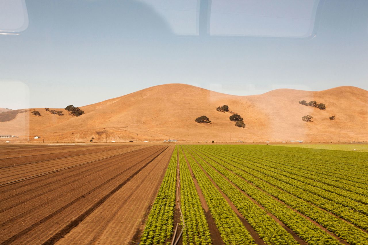 A view from the window of the Coast Starlight.