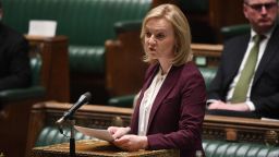 British Foreign Secretary Liz Truss gives a statement on toughening the sanctions on Russia if it invaded Ukraine, in the House of Commons in London, on January 31, 2022. 
