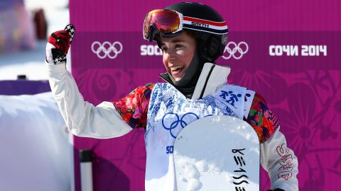 Simona Meiler, a former pro snowboarder, at the 2014 Winter Olympics in Sochi, Russia