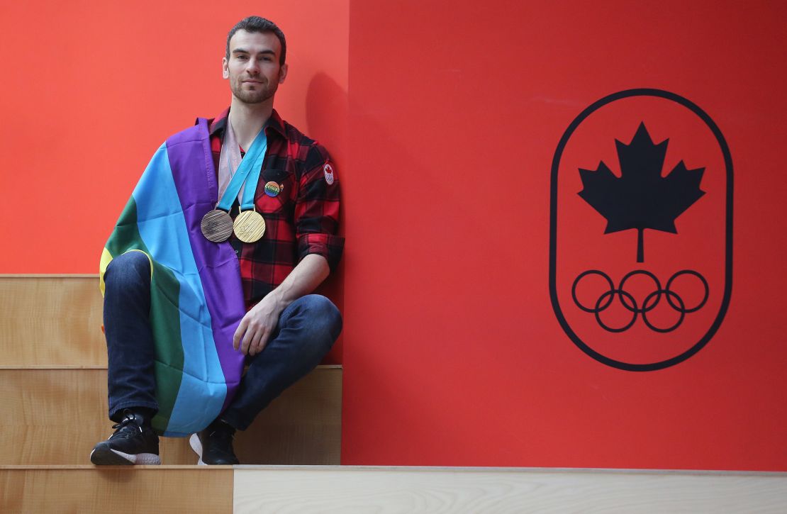Pair ice skater Eric Radford at the opening of Pride House hosted by Canada House at the 2018 Pyeongchang Winter Olympics