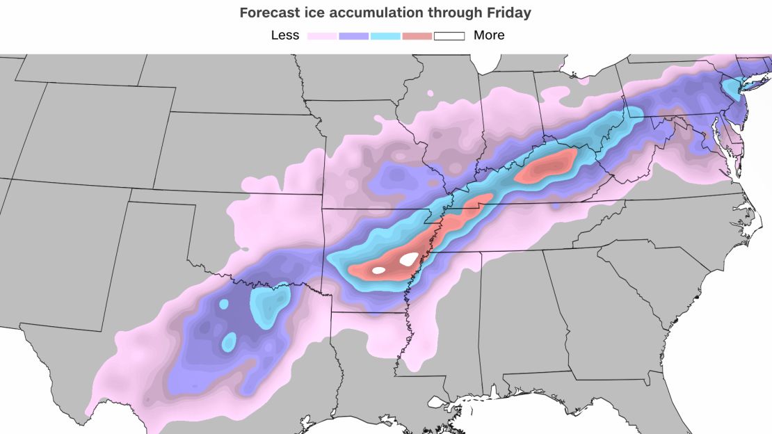 Models still aren't agreeing on how much ice will setup with this winter storm, however, here's one possible scenario the American model is suggesting.