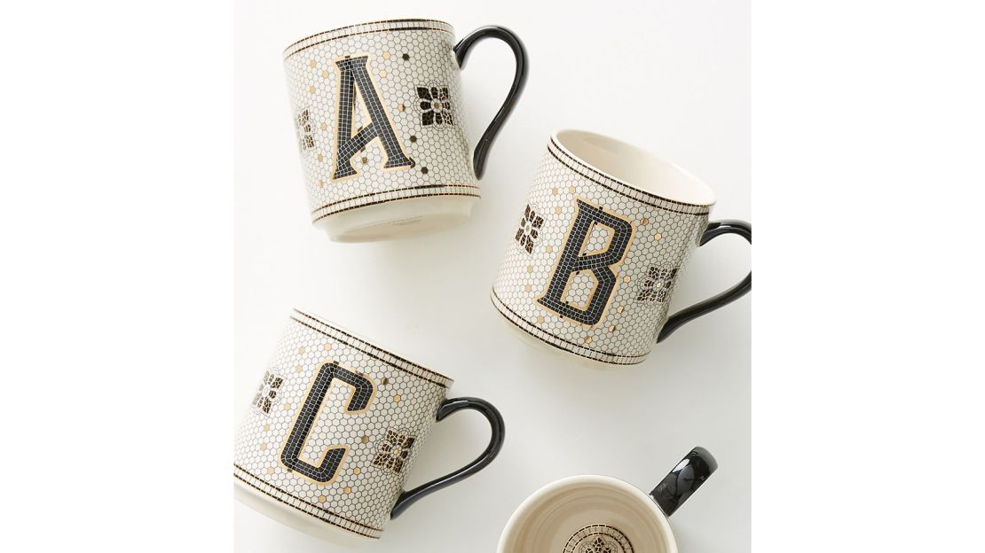 Anthropologie Tiled Margot Monogram Mug 