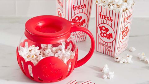 Glass Microwave Popcorn Popper With 4 Disposable Serving Boxes 