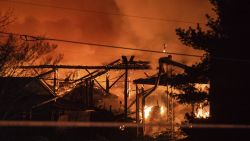 A structure fire burns at the Weaver Fertilizer Plant on Monday, Jan. 31, 2022, in Winston-Salem, N.C. (Allison Lee Isley/The Winston-Salem Journal via AP)