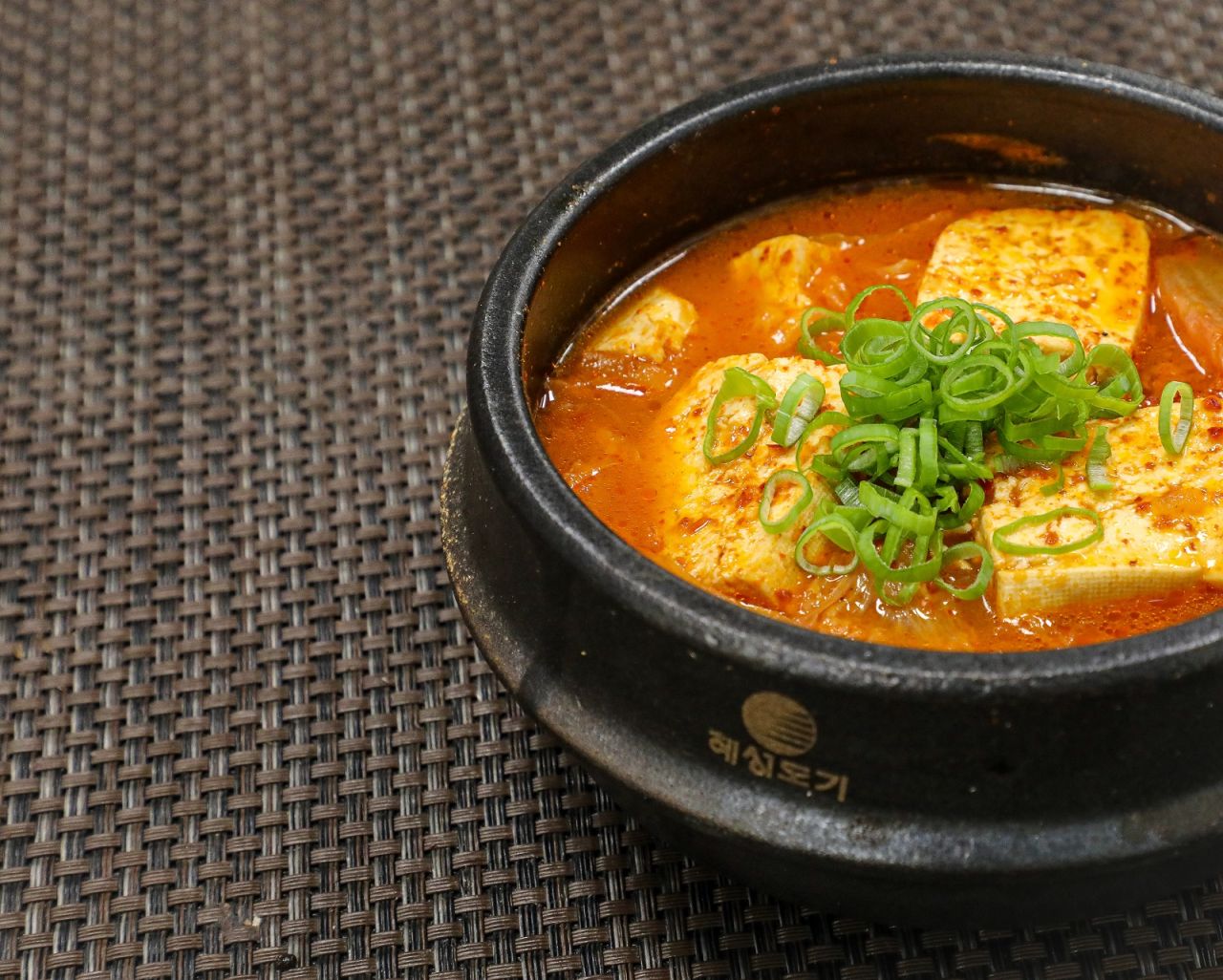 The restaurant serves up favorites including kimchi stew with tofu and shiitake mushrooms.