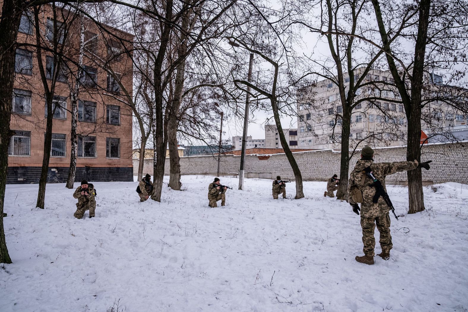 Reservists train in Kharkiv on Saturday.