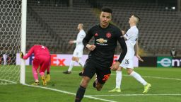 Mason Greenwood of Manchester United after scoring their fourth goal goal during the UEFA Europa League round of 16 first leg match between LASK and Manchester United at Linzer Stadion on March 12, 2020 in Linz, Austria. 
