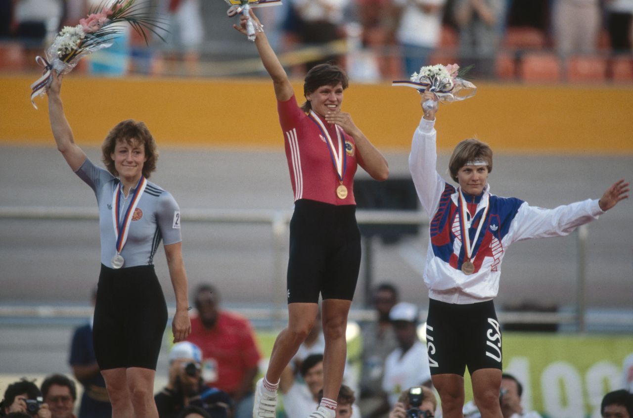 Months after medaling in speed skating, Luding-Rothenburger, left, won a silver in track cycling at the Summer Games. She finished her career with five medals in all: four in speed skating and one in cycling.