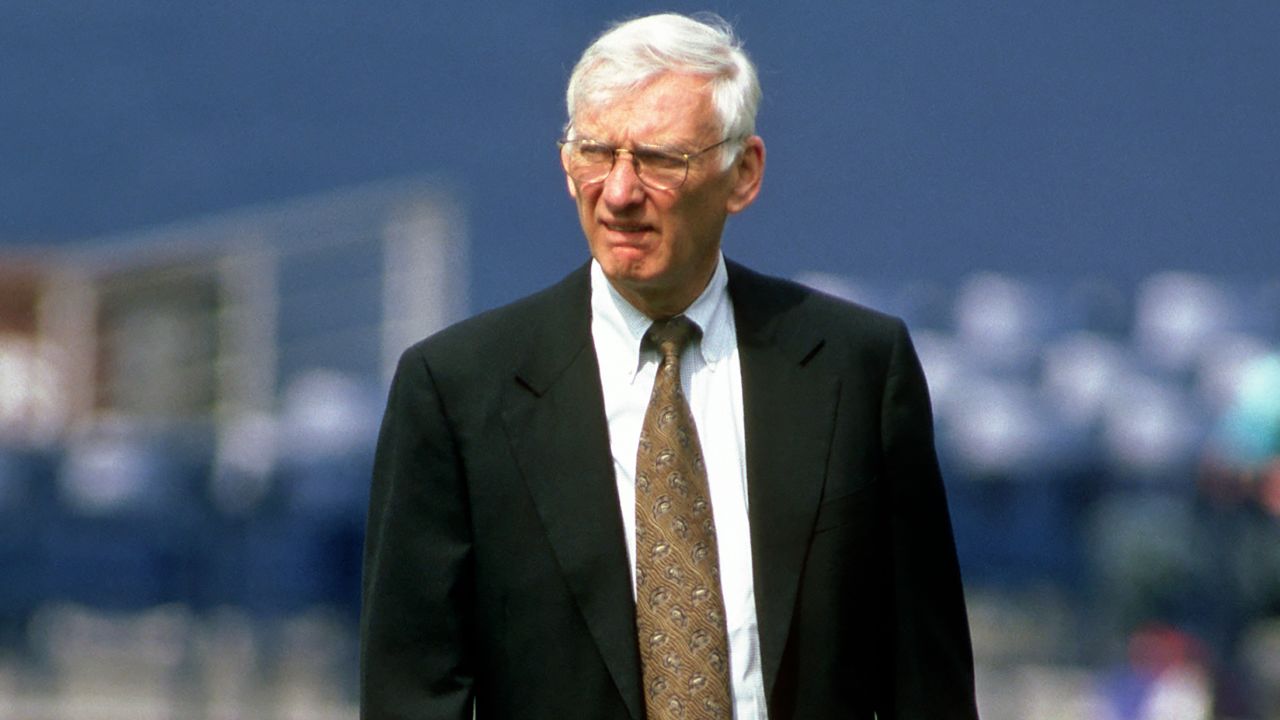 Dan Rooney, the late owner of the Pittsburgh Steelers, is pictured here before a game at the Three Rivers Stadium on September 28, 1997, in Pittsburgh, Pennsylvania.