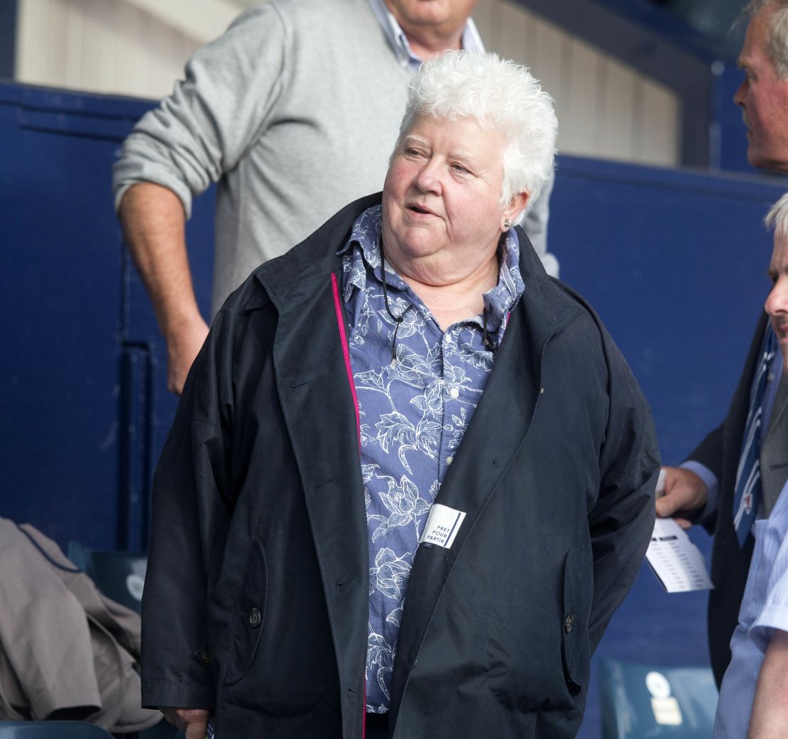 Crime writer Val McDermid attending the pre-season friendly between Raith Rovers and Hearts at Starks Park on July 7, 2015 in Kirkcaldy, Scotland.
