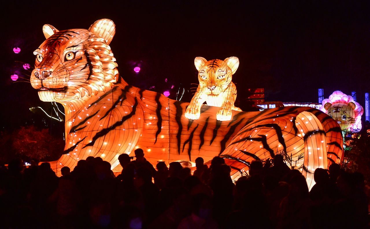 People visit a lantern fair to celebrate the Lunar New Year in Luoyang, China, on Tuesday, February 1.