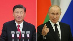 Chinese President Xi Jinping (L) and Russian President Vladimir Putin (R). The two leaders are set to meet at the Opening Ceremony of the Winter Olympics in Beijing on Friday.