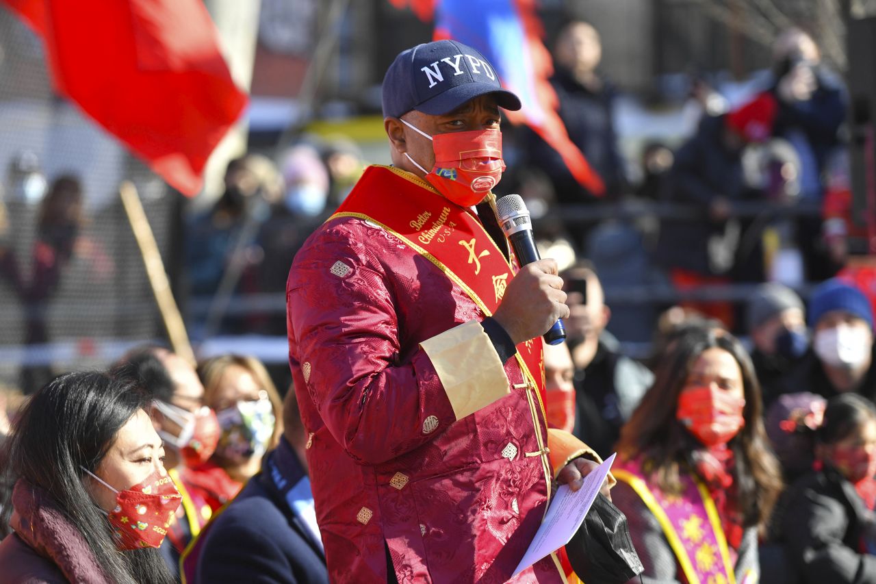 New York City Mayor Eric Adams attends the Lunar New Year firecracker ceremony on February 1.