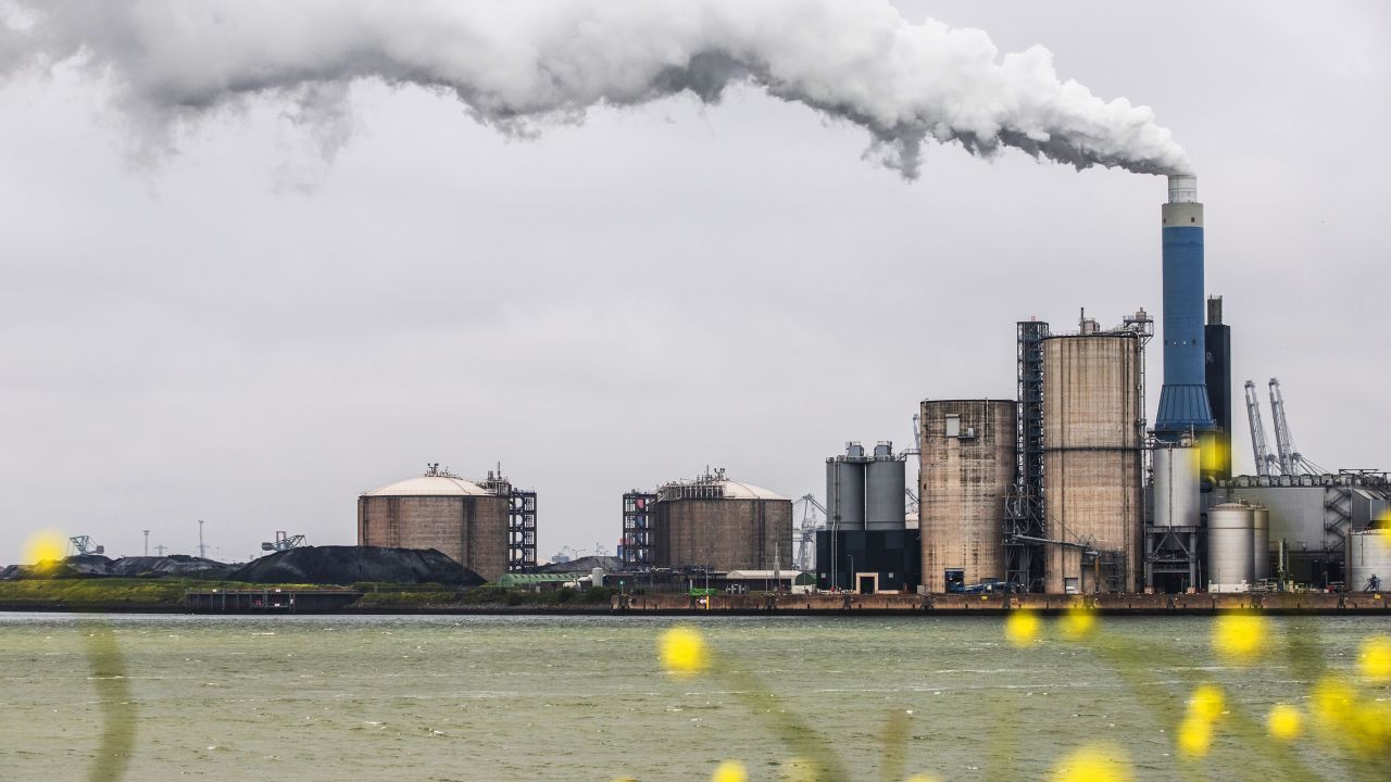 A chimney emits vapor at the Peakshaver liquid natural gas installation in Rotterdam, Netherlands.