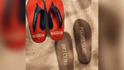 Gov. Ron DeSantis' reelection campaign is selling "Fauci Can Pound Sand" sandals on its website.