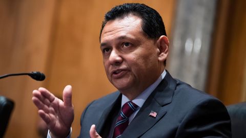 Ed Gonzalez, nominee to be director of Immigration and Customs Enforcement, testifies during a Senate Homeland Security and Governmental Affairs Committee confirmation hearing in Washington, DC, in July 2021. 