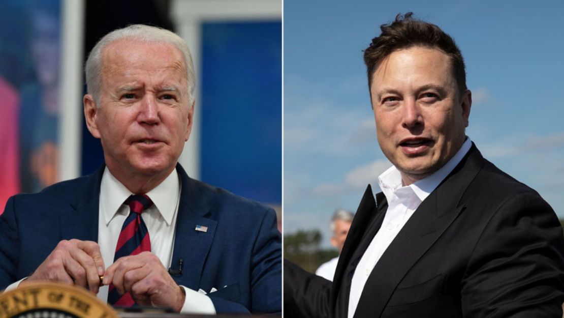 El presidente Joe Biden y el multimillonario Elon Musk