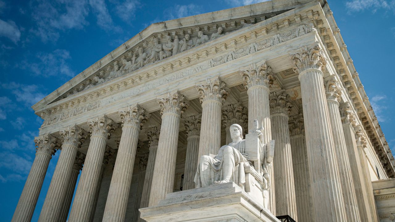 WASHINGTON, DC - SEPTEMBER 28: The Guardian or Authority of Law, created by sculptor James Earle Fraser, rests on the side of the U.S. Supreme Court on September 28, 2020 in Washington, DC. This week Seventh U.S. Circuit Court Judge Amy Coney Barrett, U.S. President Donald Trump's nominee to the Supreme Court, will begin meeting with Senators as she seeks to be confirmed before the presidential election. (Photo by Al Drago/Getty Images)