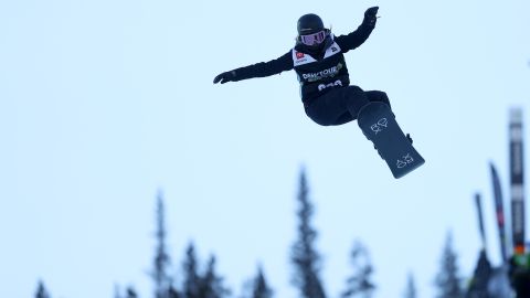 Chloe Kim on a warm-up run before competing in the women's snowboard superpipe final of the Dew Tour at Copper Mountain.