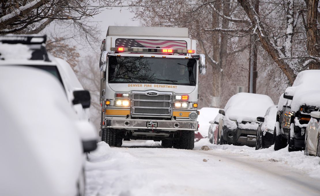 A Denver Fire Department truck heads to a call on Wednesday.