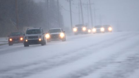 Snow was falling Wednesday afternoon in Oklahoma City.