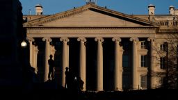 The US Department of Treasury building is seen in Washington, DC, early on January 12, 2022. 