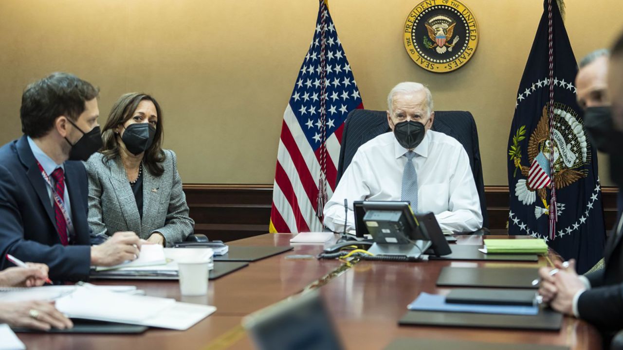 President Biden, Vice President Harris and members of the President's national security team observe the counterterrorism operation responsible for removing from the battlefield ISIS leader Abu Ibrahim al-Hashimi al-Qurayshi.