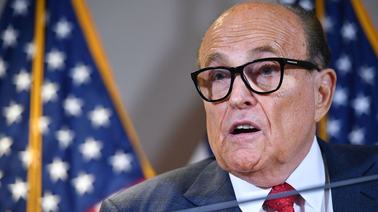 Trump's personal lawyer Rudy Giuliani speaks during a press conference at the Republican National Committee headquarters in Washington, DC, on November 19, 2020.