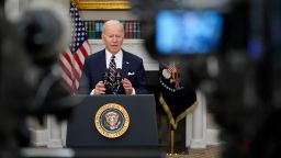 President Joe Biden speaks about a counterterrorism raid carried out by U.S. special forces that killed top Islamic State leader Abu Ibrahim al-Hashimi al-Qurayshi in northwestern Syria, Thursday, Feb. 3, 2022, in the Roosevelt Room of the White House in Washington. 