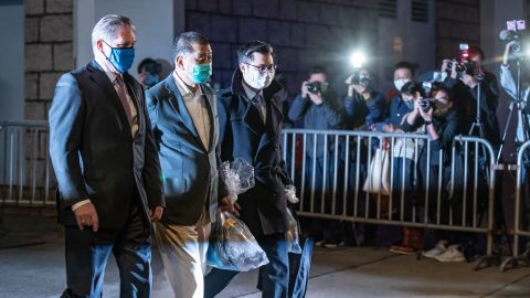 Media tycoon Jimmy Lai, founder and owner of Apple Daily newspaper, leaves the high court after being bailed on December 23, 2020 in Hong Kong. Lai was charged for collusion with foreign forces to endanger national security.