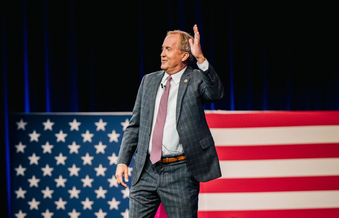 Texas Attorney General Ken Paxton waves after speaking during the Conservative Political Action Conference CPAC held at the Hilton Anatole in Jul 2021 in Dallas, Texas. 