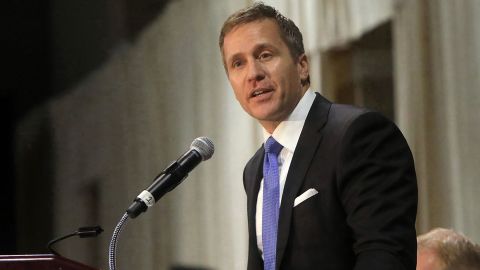 Former Gov. Eric Greitens delivers the keynote address at the St. Louis Area Police Chiefs Association 27th Annual Police Officer Memorial Prayer Breakfast in April 2018 at the St. Charles Convention Center. 