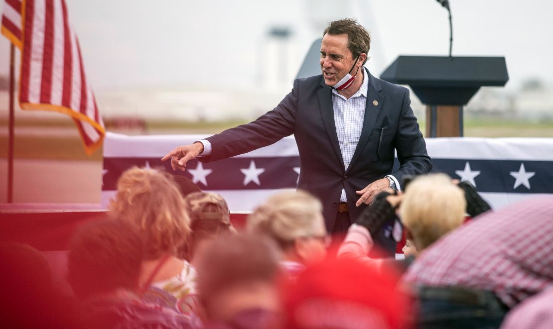 Rep. Mark Walker greets supporters in October 2020 at a campaign event at the Piedmont Triad International Airport in Greensboro, North Carolina.