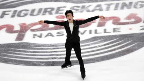 Chen skates in the men's Short Program during the U.S. Figure Skating Championships at Bridgestone Arena on January 08, 2022 in Nashville, Tennessee.