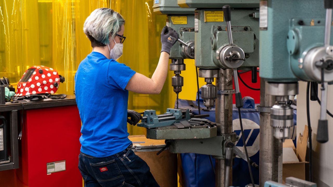 Students take welding lab classes at the new Advanced Technical Skills Institute at Metropolitan Community College in Kansas City, Missouri.